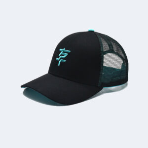 Flying Plate trucker cap schwarz türkis seite links