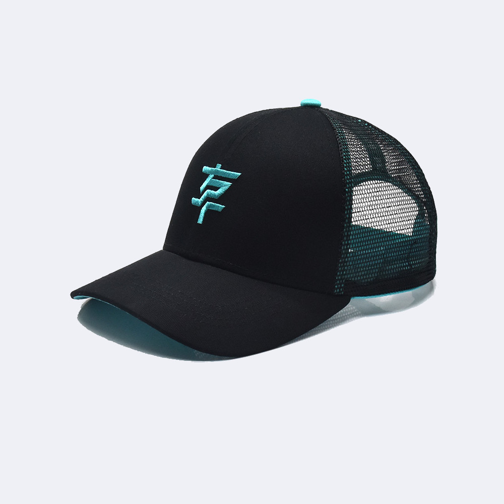 flying-plate-truckerkappe-schwarz-tuerkis-seite2 Flying Plate trucker cap schwarz türkis seite links