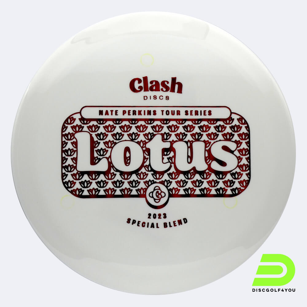 Clash Discs Lotus - Nate Perkins Tour Series in white, 2023 special blend plastic Clash Discs Lotus - Nate Perkins Tour Series in white, 2023 special blend plastic