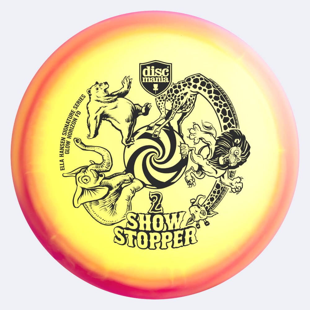 discmania fd - show stopper 2 ella hansen signature series in rosa-gelb, im color glow horizon c-line kunststoff und glow spezialeffekt Discmania FD - Show Stopper 2 Ella Hansen Signature Series in rosa-gelb, im Color Glow Horizon C-Line Kunststoff und glow Spezialeffekt