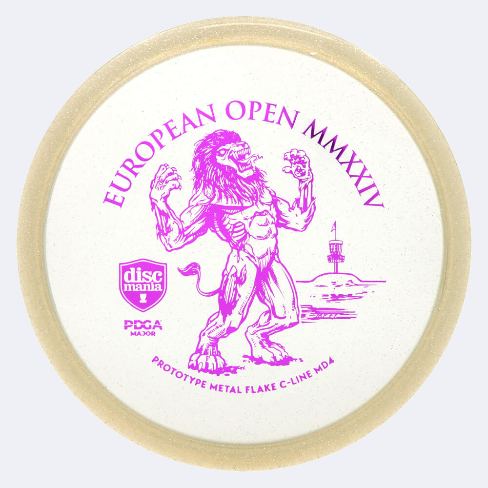Discmania MD4 - 2024 European Open Fundraiser in crystal-clear, metal flake c-line plastic Discmania MD4 - 2024 European Open Fundraiser in crystal-clear, metal flake c-line plastic