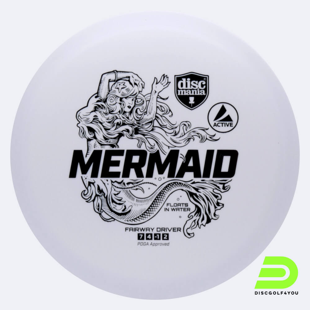 discmania mermaid in weiss, im active kunststoff und floating spezialeffekt Discmania Mermaid in weiss, im Active Kunststoff und floating Spezialeffekt