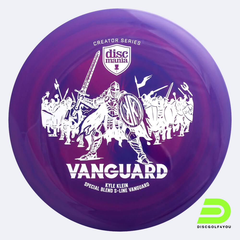 Discmania Vanguard Kyle Klein Creator Series in purple, s-line special blend plastic and burst effect Discmania Vanguard Kyle Klein Creator Series in purple, s-line special blend plastic and burst effect