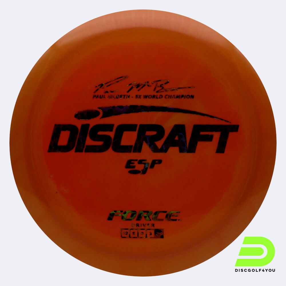 discraft force - paul mcbeth signature series in orange, im esp kunststoff und ohne spezialeffekt Discraft Force - Paul McBeth Signature Series in orange, im ESP Kunststoff und ohne Spezialeffekt