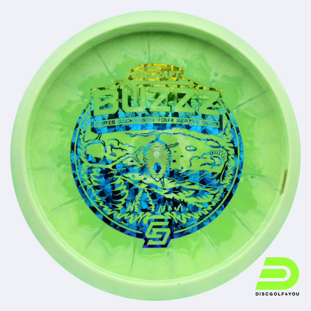 Discraft Buzzz Chris Dickerson Tour Series 2023 in light-green, esp plastic and bottomprint/burst effect Discraft Buzzz Chris Dickerson Tour Series 2023 in light-green, esp plastic and bottomprint/burst effect
