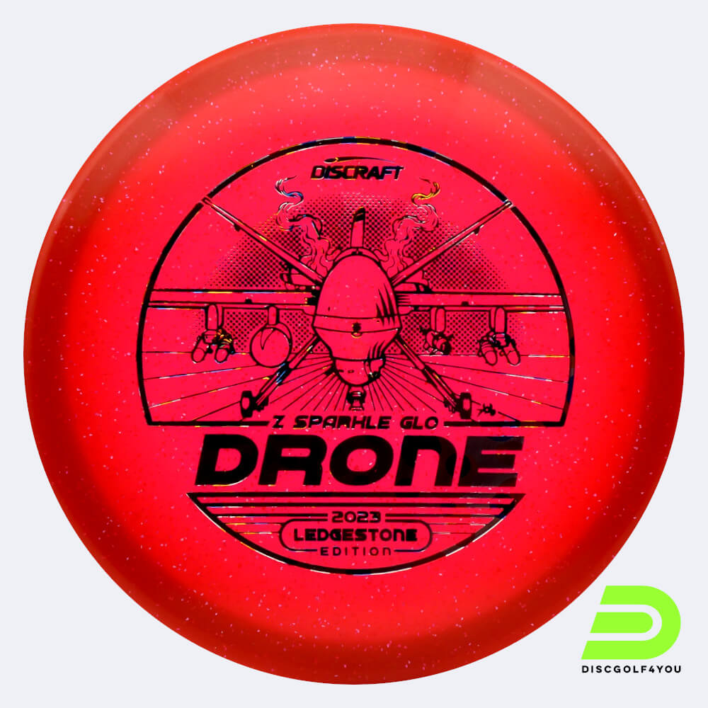 Discraft Drone 2023 Ledgestone Edition in red, z sparkle glow plastic and glow effect Discraft Drone 2023 Ledgestone Edition in red, z sparkle glow plastic and glow effect