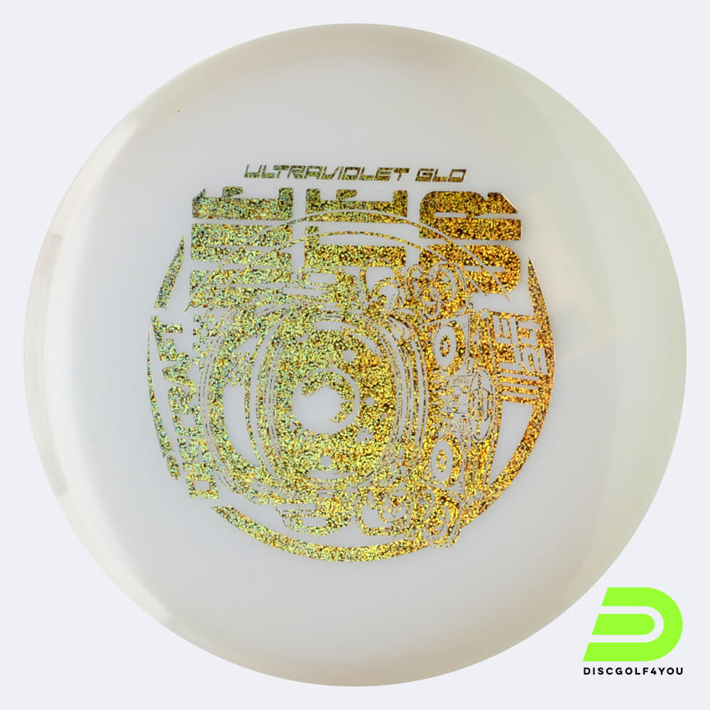 Discraft Meteor Ledgestone Edition in white, uv glo plastic and glow effect Discraft Meteor Ledgestone Edition in white, uv glo plastic and glow effect