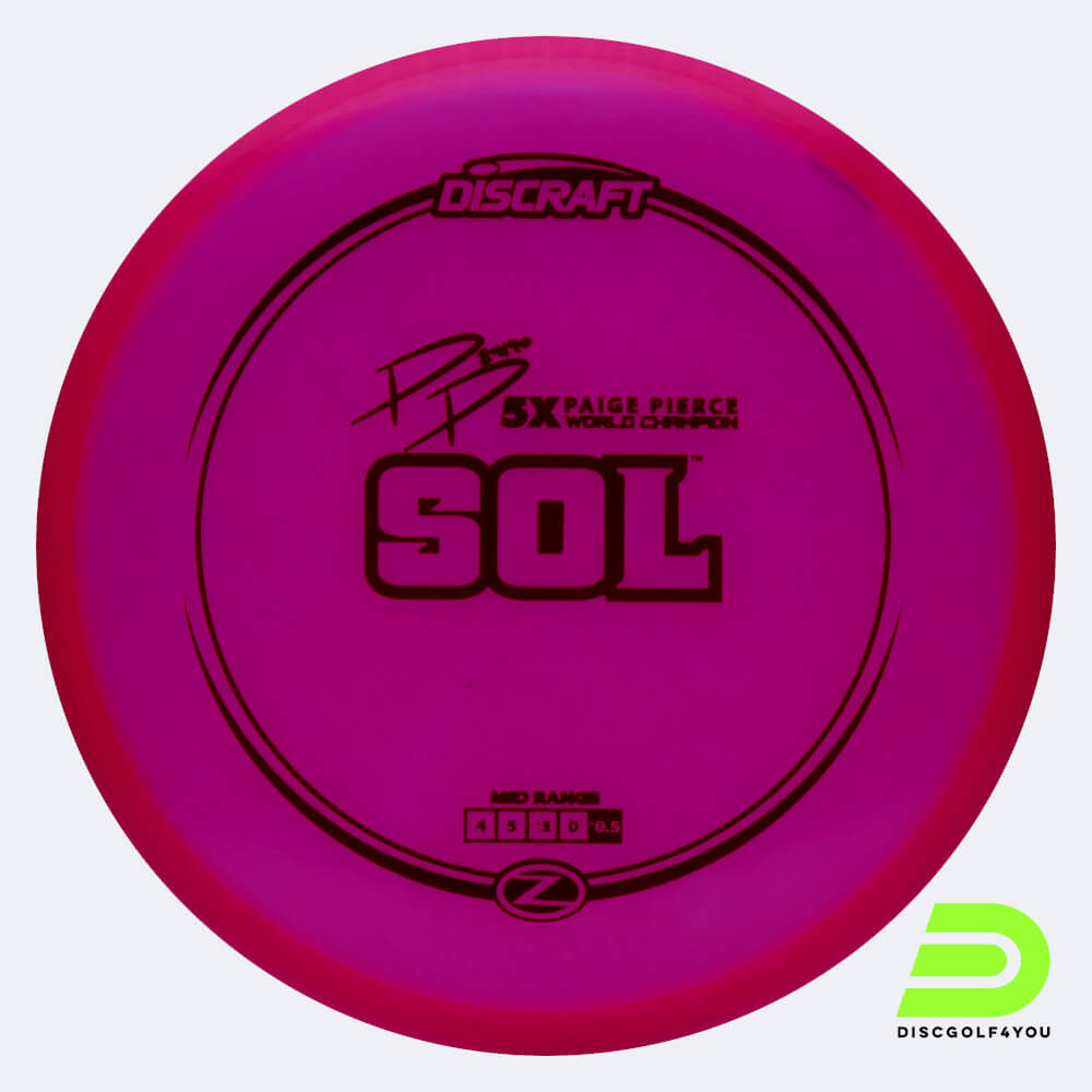 discraft sol - paige pierce signature series in rosa, im z-line kunststoff und ohne spezialeffekt Discraft Sol - Paige Pierce Signature Series in rosa, im Z-Line Kunststoff und ohne Spezialeffekt