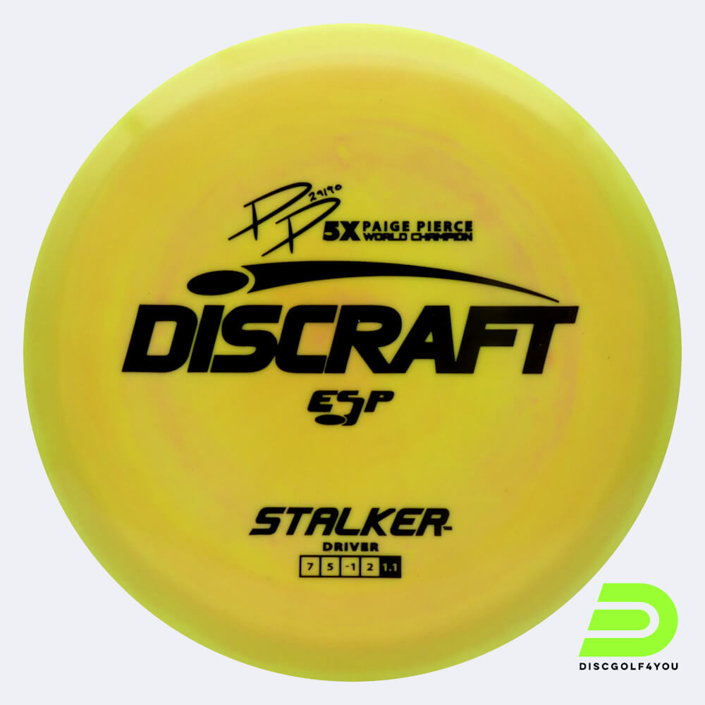 discraft stalker - paige pierce signature series in gelb, im esp kunststoff und ohne spezialeffekt Discraft Stalker - Paige Pierce Signature Series in gelb, im ESP Kunststoff und ohne Spezialeffekt