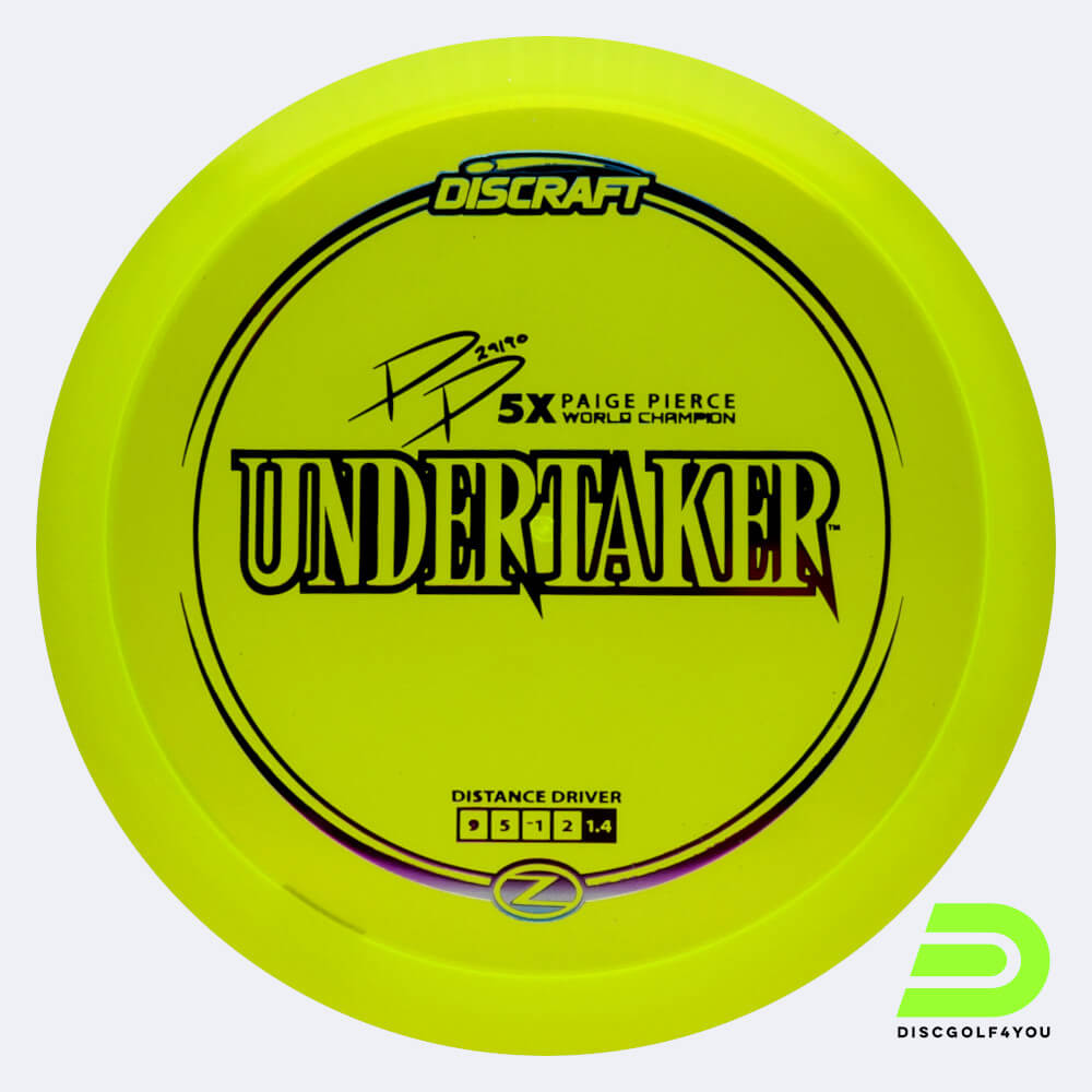 discraft undertaker - paige pierce signature series in gelb, im z-line kunststoff und ohne spezialeffekt Discraft Undertaker - Paige Pierce Signature Series in gelb, im Z-Line Kunststoff und ohne Spezialeffekt