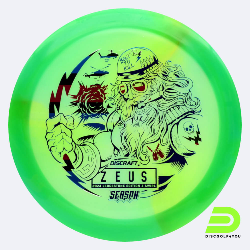 Discraft Zeus 2024 Ledgestone Edition in light-green, z swirl plastic Discraft Zeus 2024 Ledgestone Edition in light-green, z swirl plastic