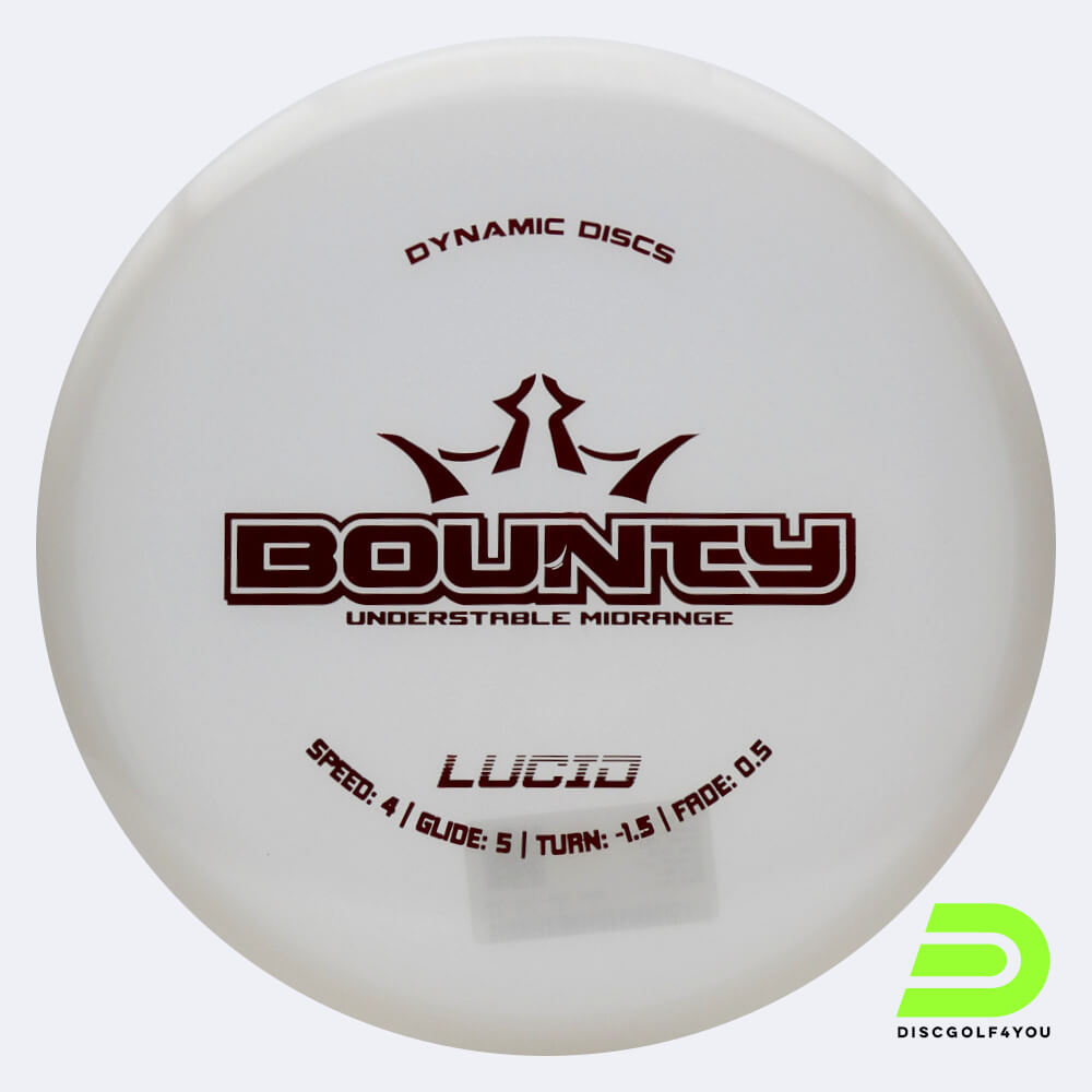 Dynamic Discs Bounty in white, lucid plastic Dynamic Discs Bounty in white, lucid plastic