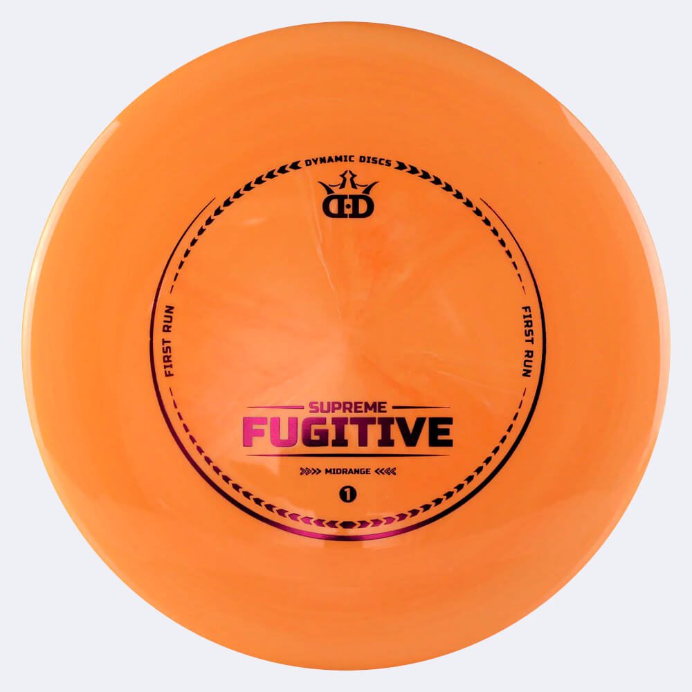 Dynamic Discs Fugitive in classic-orange, supreme plastic and first run effect Dynamic Discs Fugitive in classic-orange, supreme plastic and first run effect