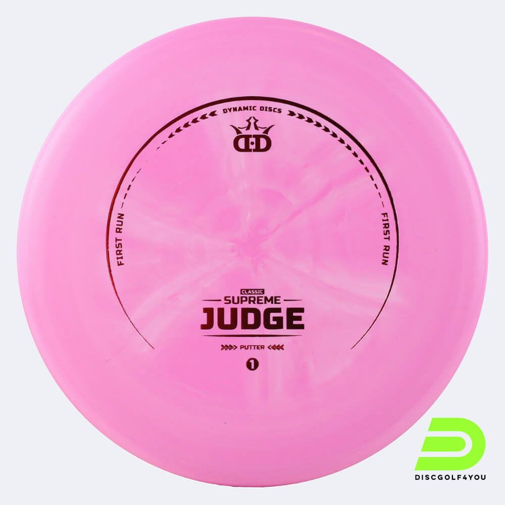 Dynamic Discs Judge in pink, classic supreme plastic and first run effect Dynamic Discs Judge in pink, classic supreme plastic and first run effect