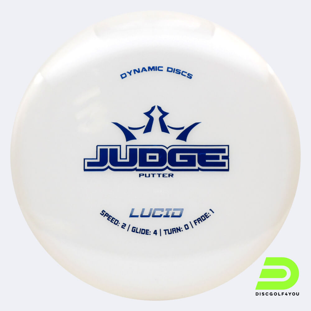 Dynamic Discs Judge in white, lucid plastic Dynamic Discs Judge in white, lucid plastic