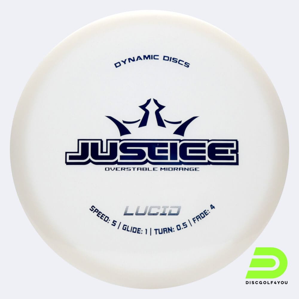 Dynamic Discs Justice in white, lucid plastic Dynamic Discs Justice in white, lucid plastic