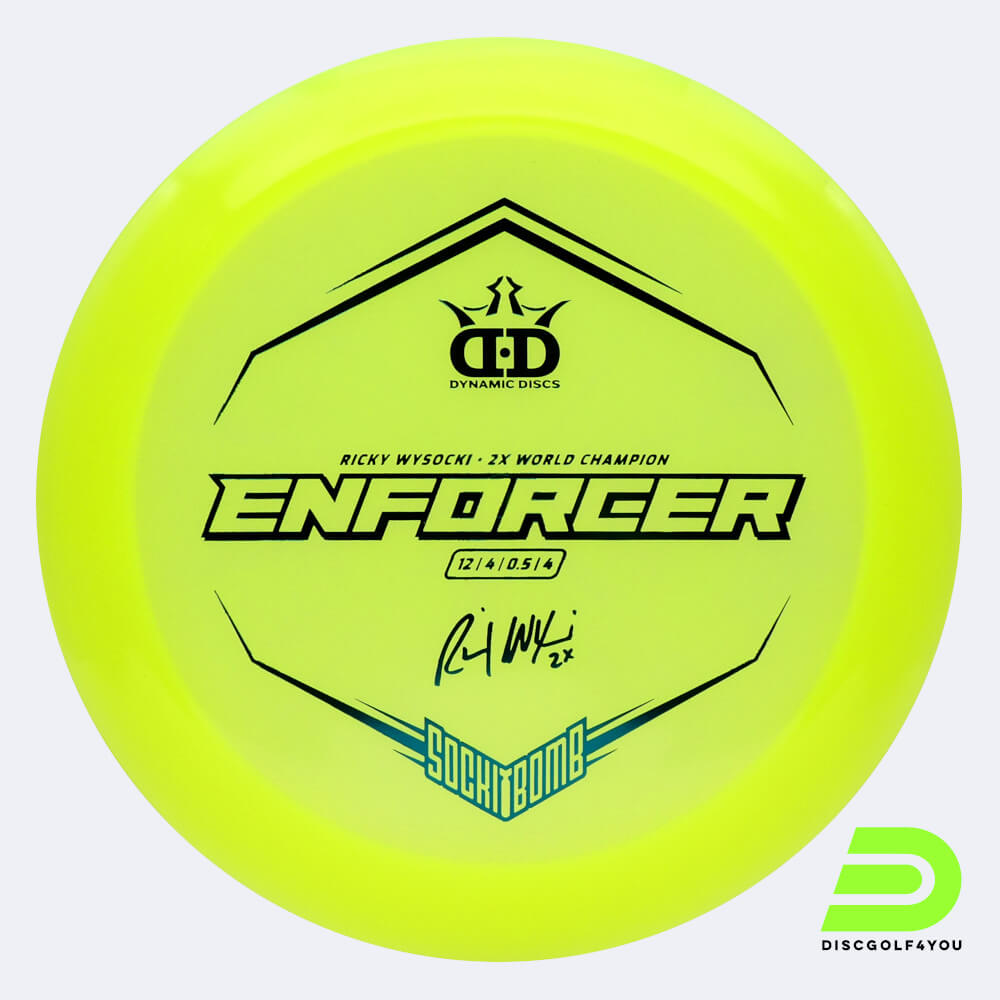 Dynamic Discs Sockibomb Enforcer in yellow, lucid x plastic Dynamic Discs Sockibomb Enforcer in yellow, lucid x plastic
