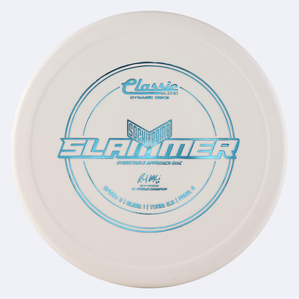 Dynamic Discs Sockibomb Slammer in white, classic blend plastic Dynamic Discs Sockibomb Slammer in white, classic blend plastic