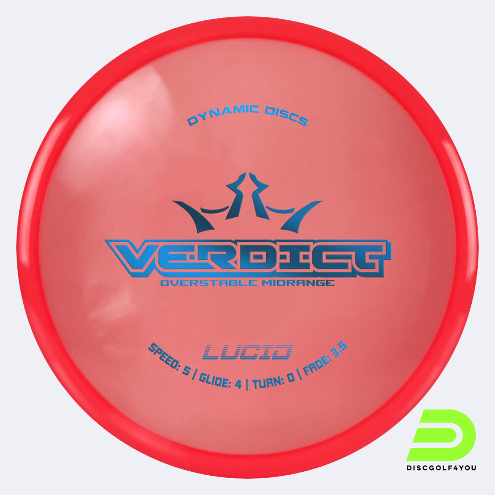 Dynamic Discs Verdict in red, lucid plastic Dynamic Discs Verdict in red, lucid plastic