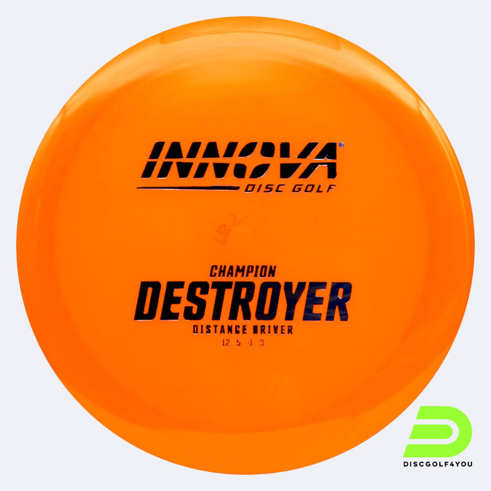 Innova Destroyer in classic-orange, champion plastic and design upgrade effect Innova Destroyer in classic-orange, champion plastic and design upgrade effect