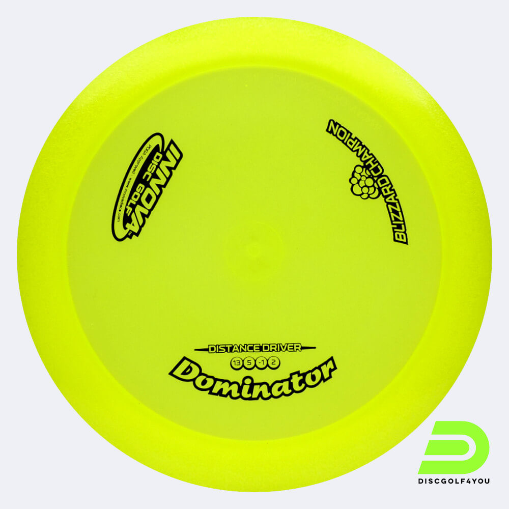 Innova Dominator in yellow, blizzard champion plastic Innova Dominator in yellow, blizzard champion plastic