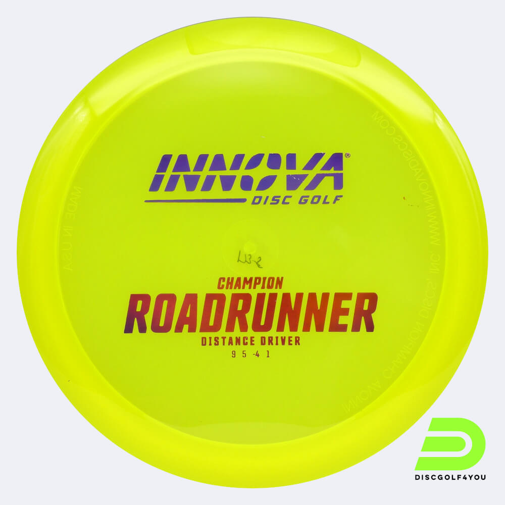 Innova Roadrunner in yellow, champion plastic and design upgrade effect Innova Roadrunner in yellow, champion plastic and design upgrade effect