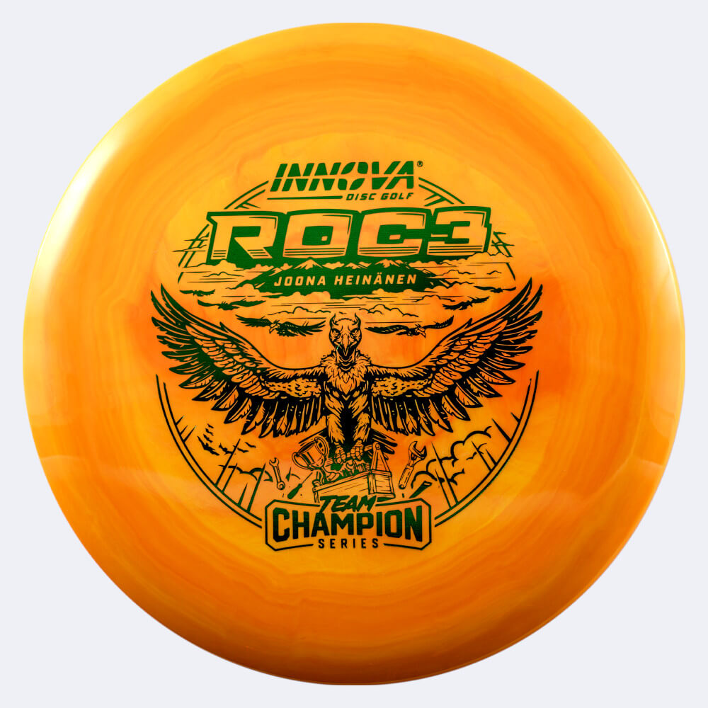 Innova Roc 3 Joona Heinänen Tour Series in classic-orange, star plastic and burst effect Innova Roc 3 Joona Heinänen Tour Series in classic-orange, star plastic and burst effect