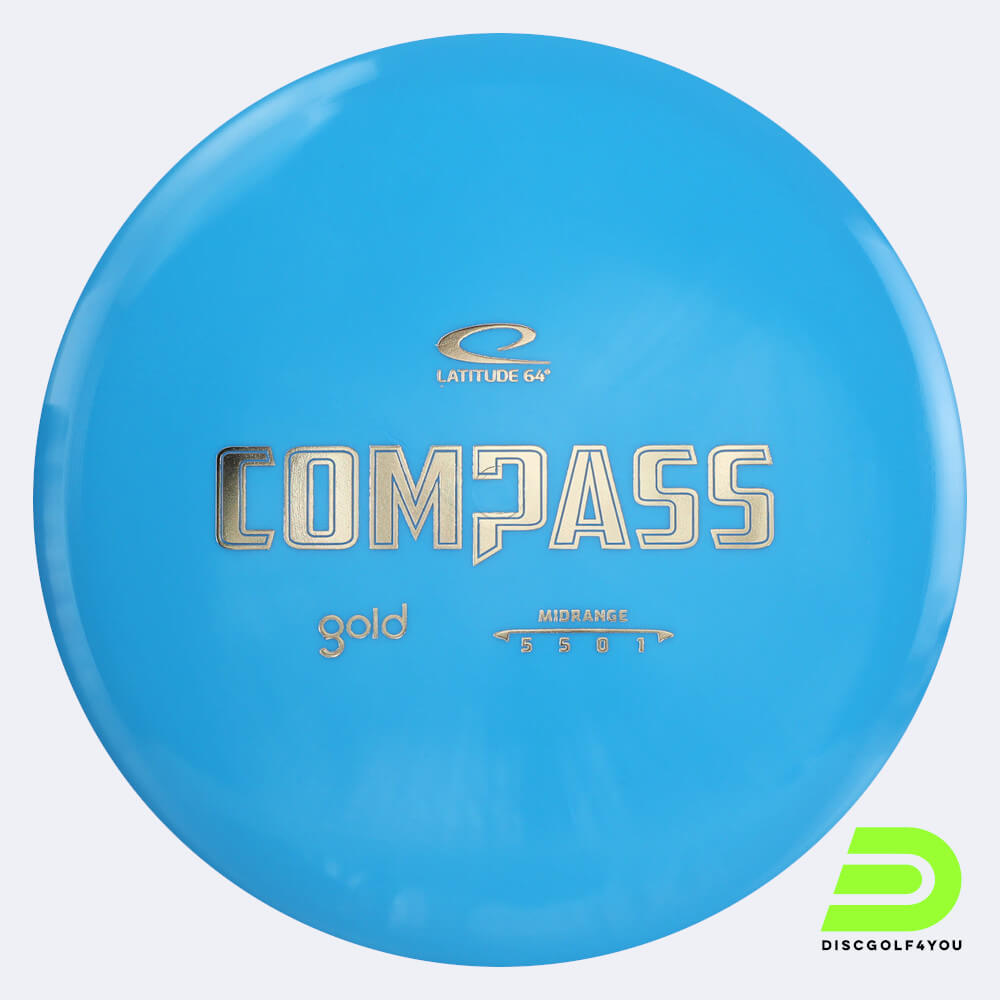 Latitude 64° Compass in light-blue, gold plastic Latitude 64° Compass in light-blue, gold plastic