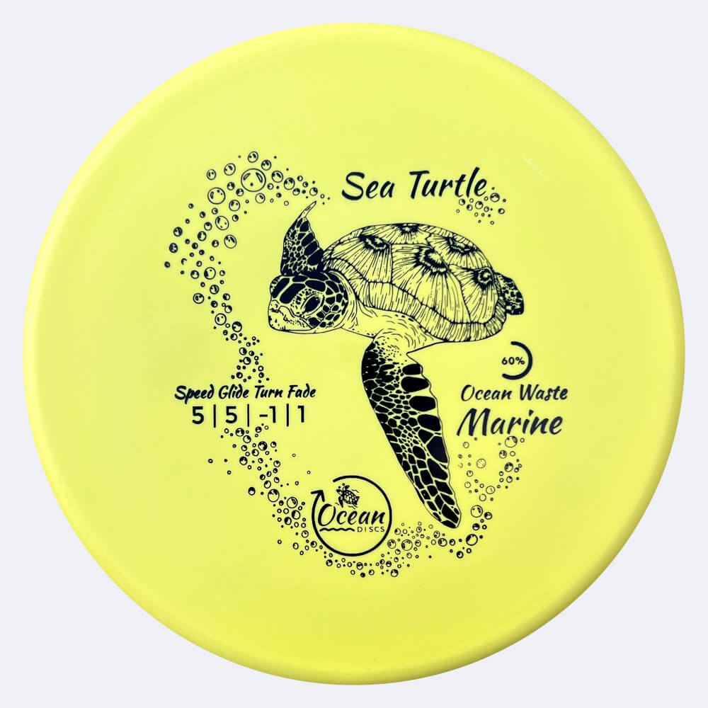 Ocean Discs Sea Turtle in yellow, ocean waste marine plastic Ocean Discs Sea Turtle in yellow, ocean waste marine plastic